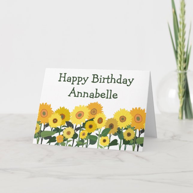 Sunflower Happy Birthday Beautiful Personalized Card (Front)