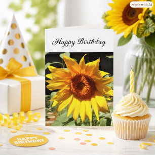 Sunflower Happy Birthday Folded Greeting Card