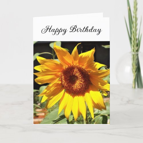 Sunflower Happy Birthday Folded Greeting Card