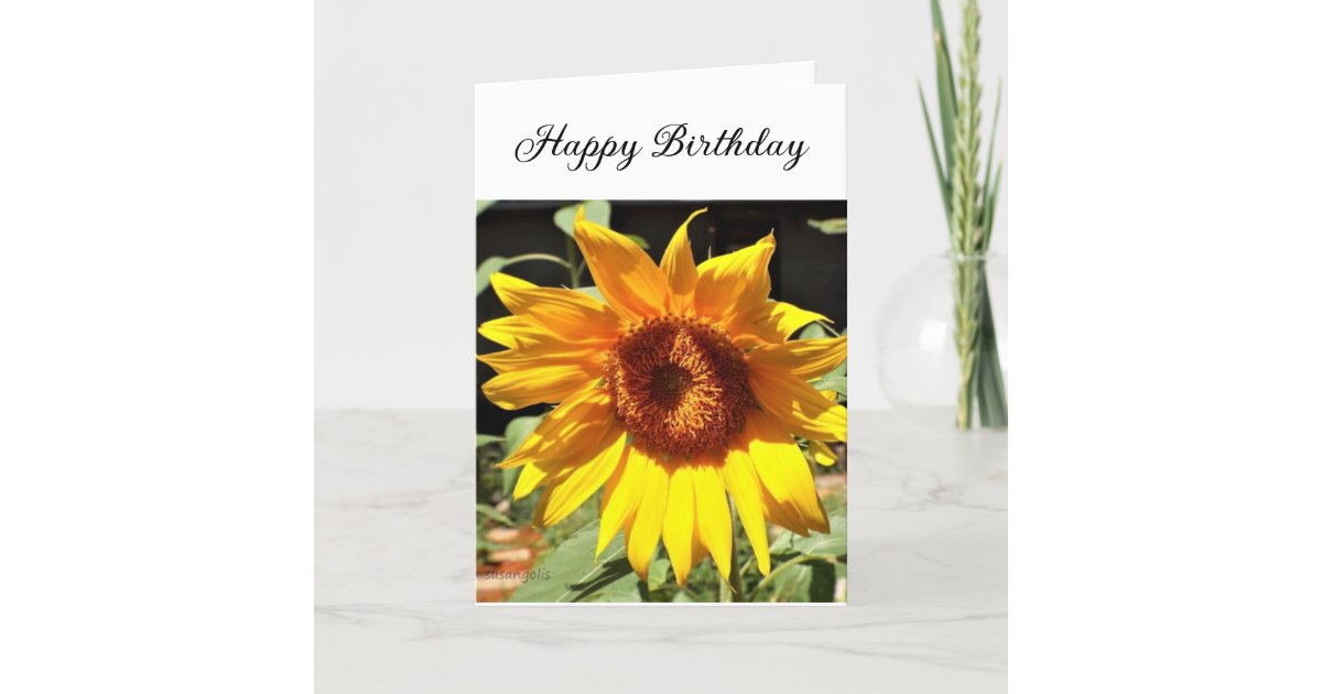 Sunflower Happy Birthday Folded Greeting Card Zazzle