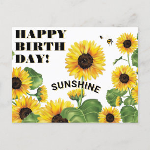 Sunflower Happy Birthday Postcard