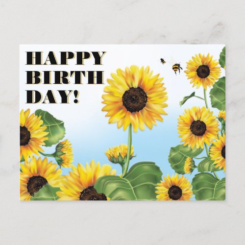 Sunflower Happy Birthday Postcard