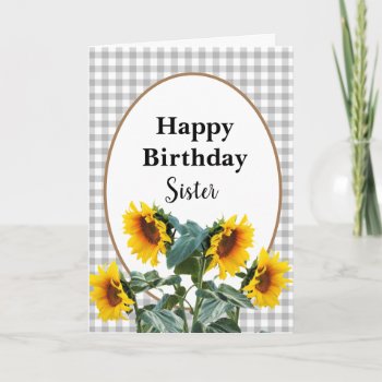 Sunflower Happy Birthday Sister Floral Greeting Card by Susang6 at Zazzle