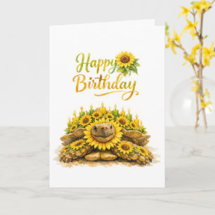 Sunflower Happy Birthday Sulcata Tortoise Card