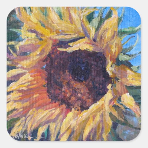 Sunflower Happy Face Square Sticker