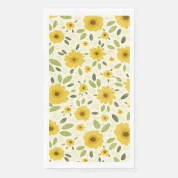 Sunflower Happy Pattern Paper Guest Towels by lemontreecards at Zazzle
