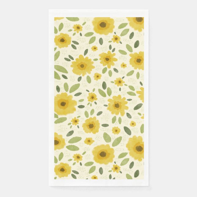 Sunflower Happy Pattern Paper Guest Towels (Front)