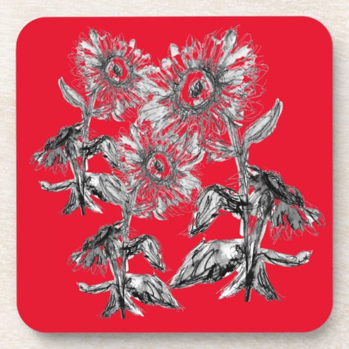 Sunflower Hard Plastic coasters with cork back 