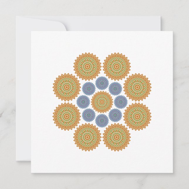 Sunflower Harmony Note Card in Gold and Blue (Front)