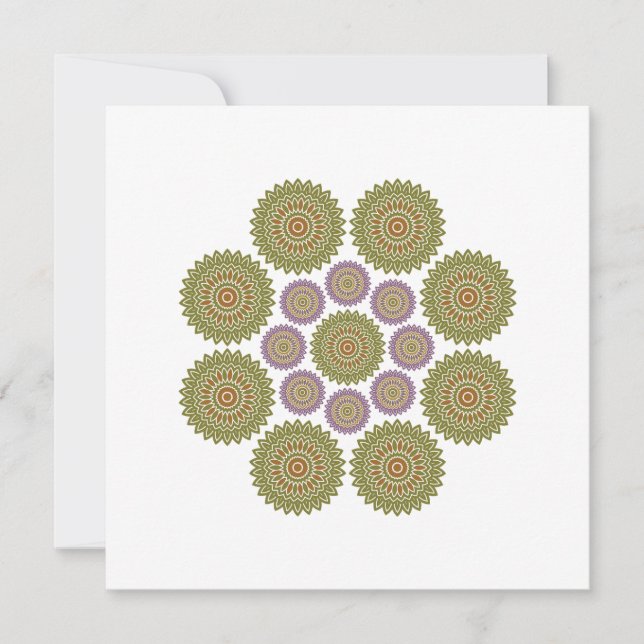 Sunflower Harmony Note Card in Green and Purple (Front)