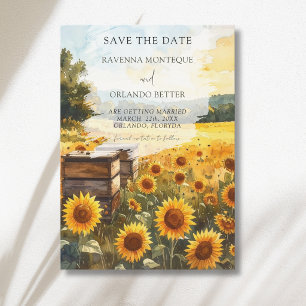 Sunflower Harvest Beehives Country Fall Wedding Save The Date