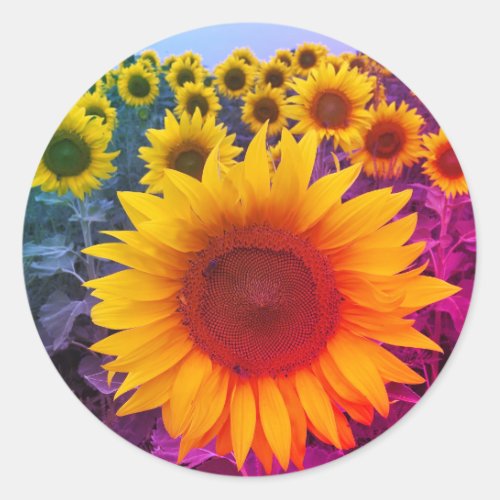 Sunflower Harvest Colorful Rainbow Sticker