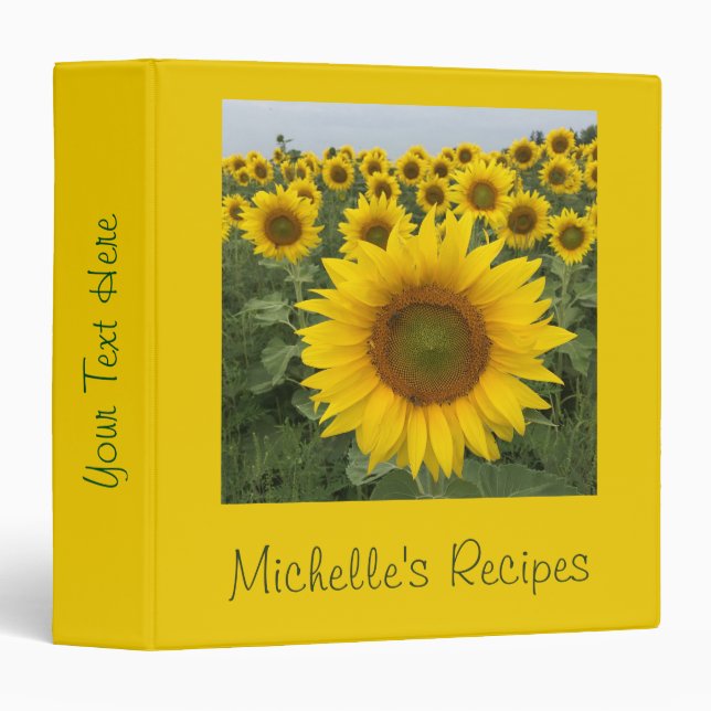 Sunflower Harvest Recipe Cooking 3 Ring Binder (Front/Spine)