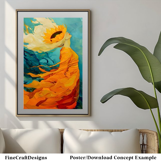 Sunflower Hat Modern Unique Unusual Painting B8R Poster (Creator Uploaded)