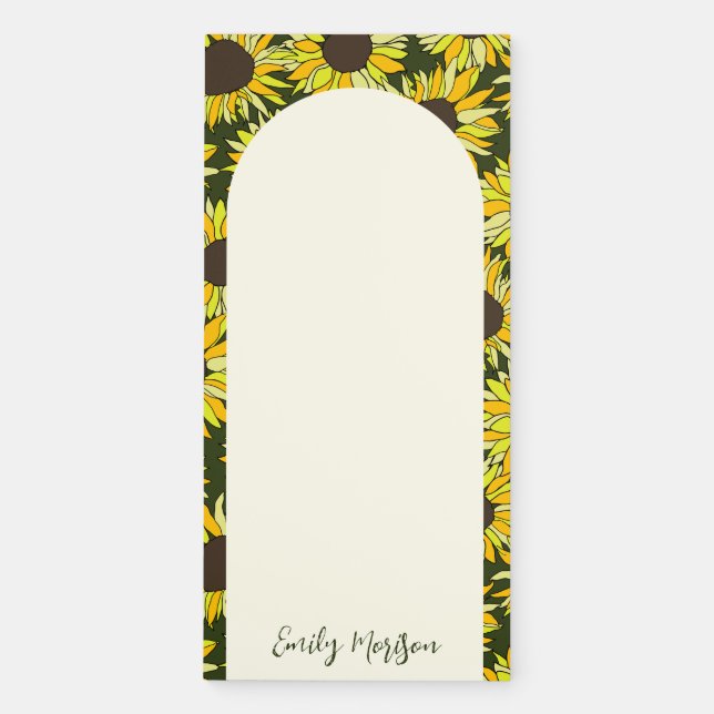 Sunflower head summer flower magnetic notepad (Front)