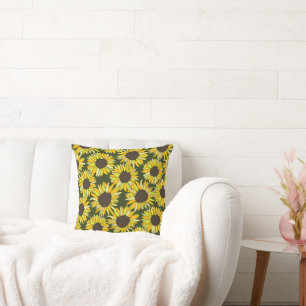Sunflower head summer flower throw pillow