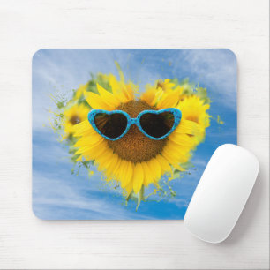 Sunflower Heart Abstract on Sky  Mouse Pad