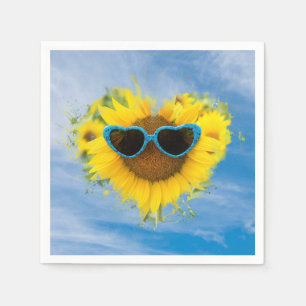 Sunflower Heart Abstract on Sky Napkins
