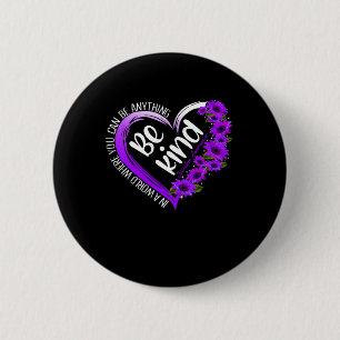 Sunflower Heart Be Kind Purple Overdose Awareness  Button