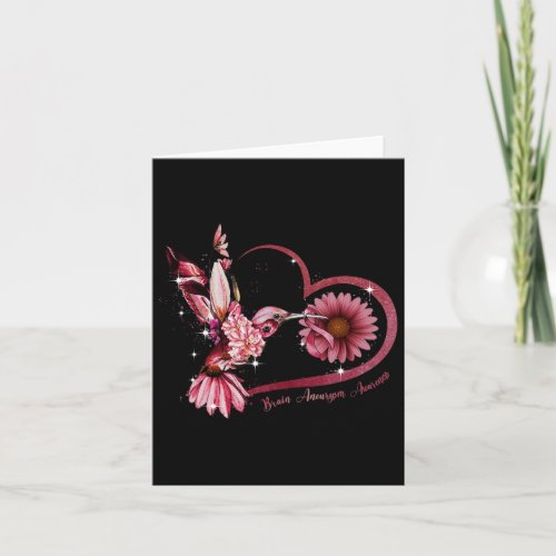 Sunflower Heart Burgundy Ribbon Brain Aneurysm  Card