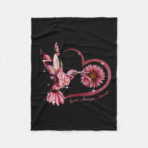 Sunflower Heart Burgundy Ribbon Brain Aneurysm  Fleece Blanket