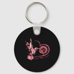 Sunflower Heart Burgundy Ribbon Brain Aneurysm Keychain