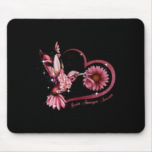 Sunflower Heart Burgundy Ribbon Brain Aneurysm  Mouse Pad