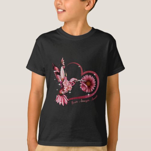 Sunflower Heart Burgundy Ribbon Brain Aneurysm  T_Shirt