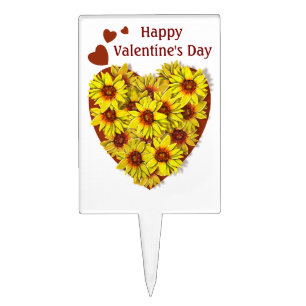 Sunflower Heart Cake Pick