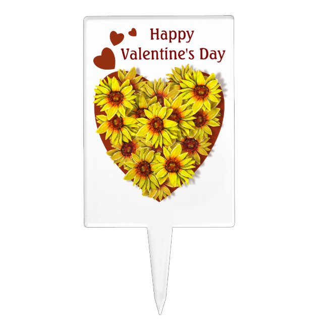 Sunflower Heart Cake Pick (Front)