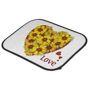 Sunflower Heart Car Floor Mat