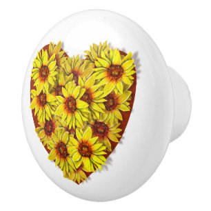 Sunflower Heart Ceramic Pull / Knob