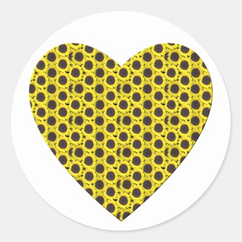 Sunflower Heart Classic Round Sticker