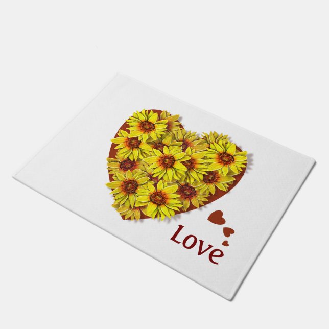 Sunflower Heart Door Mat (Angled)
