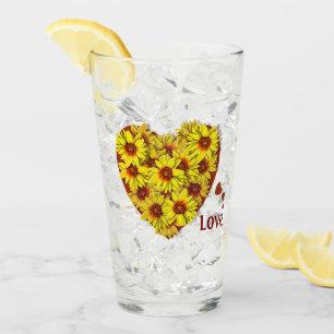 Sunflower Heart Drinking Glass