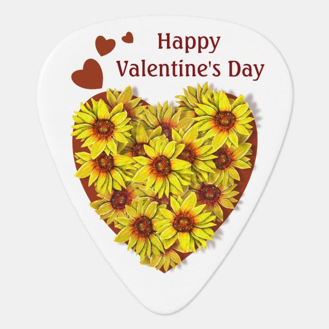 Sunflower Heart Guitar Pick (Front)