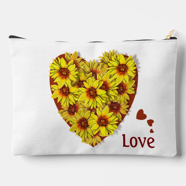 Sunflower Heart Large Toiletry Cosmetic Bag (Back)