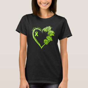 Sunflower Heart Lime Green Ribbon Lymphoma Awarene T-Shirt