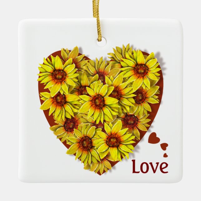 Sunflower Heart Ornament (Front)