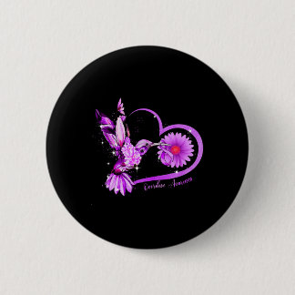 Sunflower Heart Purple Ribbon Overdose Awareness  Button