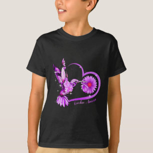 Sunflower Heart Purple Ribbon Overdose Awareness T-Shirt