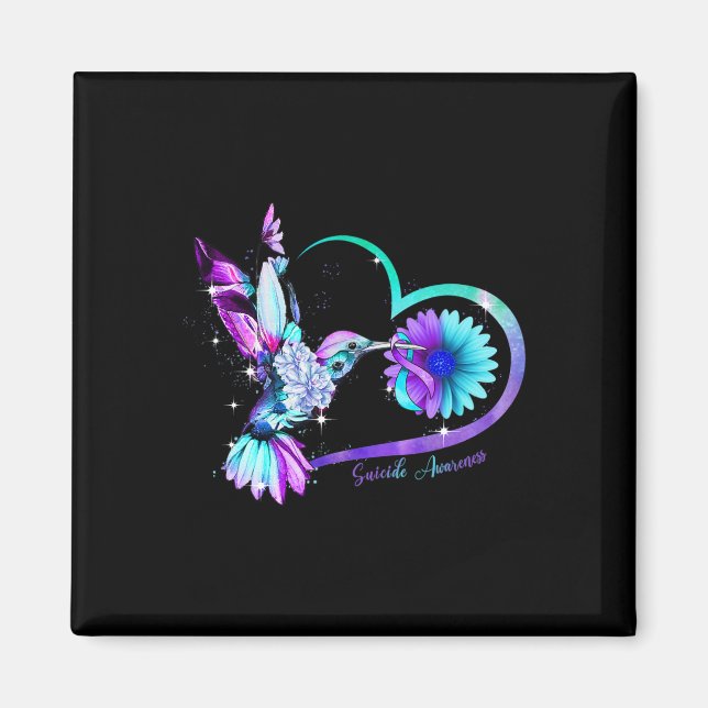 Sunflower Heart Purple Ribbon Suicide Awareness  Magnet (Front)