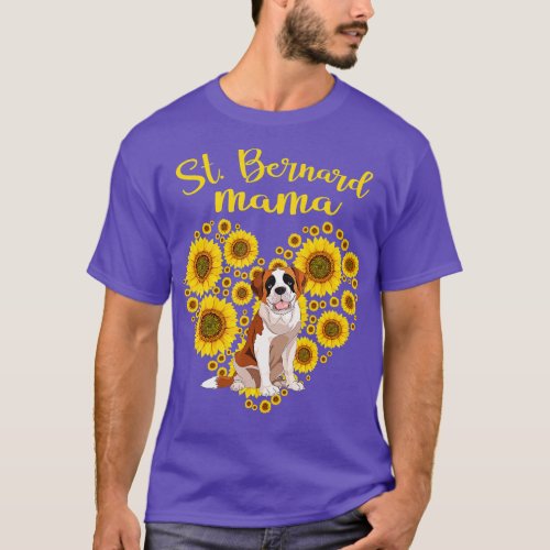 Sunflower Heart St Bernard Mama  Funny Mothers Day T_Shirt