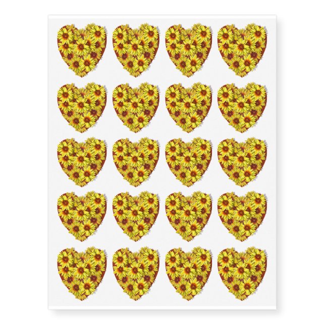Sunflower Heart Temporary Tattoos (Front)