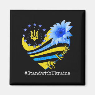 Sunflower Heart Ukrainian Flag Be Kind Stand With Magnet