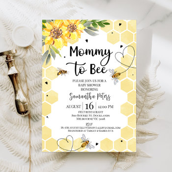 Sunflower Hearts Mommy To Bee Baby Shower Invitation by figtreedesign at Zazzle