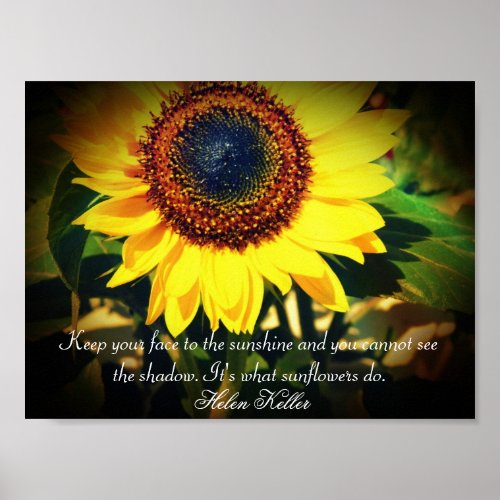 Sunflower Helen Keller Quote Uplifting Poster