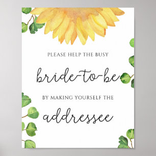Sunflower help the busy bride Address Poster