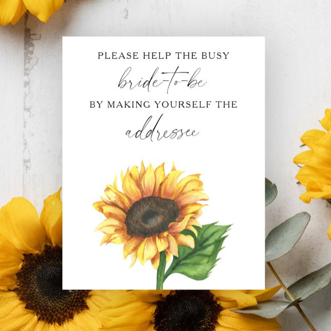 Sunflower - help the busy bride Address Poster (Creator Uploaded)