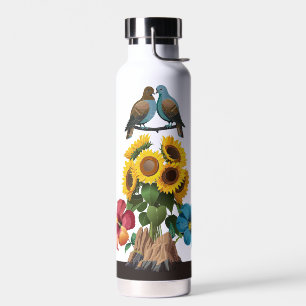 Sunflower Hibiscus Morning Dove Water Bottle
